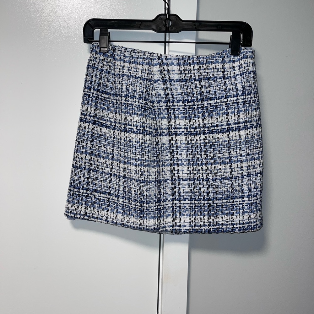 Lucy Paris Navy and White Tweed Pencil Skirt